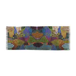 Henna Hands Colorful Abstract Light Scarf – Vibrant Fringe Wrap