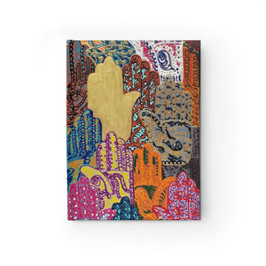 Hamsa Henna Pattern Ruled Journal — Colorful Boho Hand of Fatima Notebook